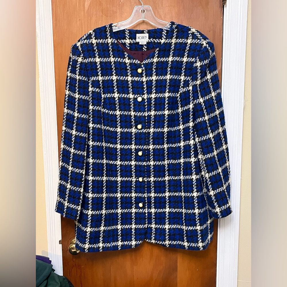 Koret Women’s  Blue and White Plaid Jacket
